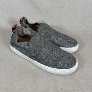 EUC‎ Women's Hey Dude Grey/Multi "Peyton" Linen Slip On Shoes Moccassins Size 9